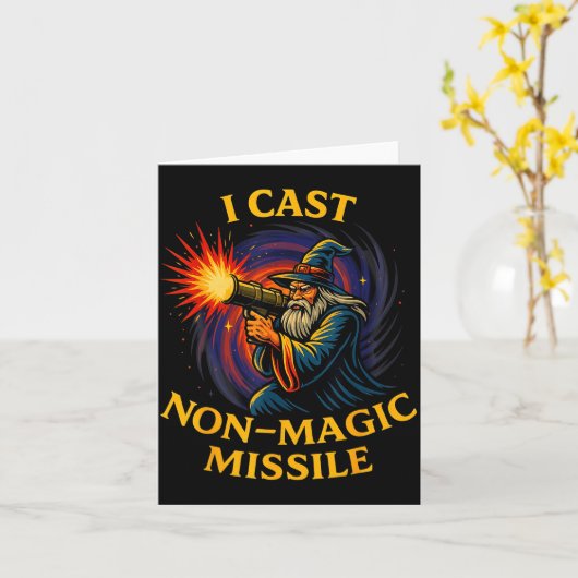 I Cast Non-magic Missile Funny Wizard Parody Meme  カード (黄色い花)