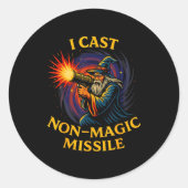 I Cast Non-magic Missile Funny Wizard Parody Meme ラウンドシール (正面)