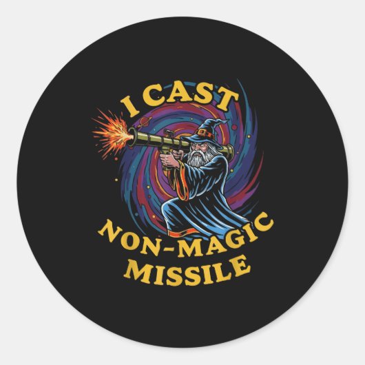 I Cast Non-magic Missile Funny Wizard Parody Meme ラウンドシール (正面)