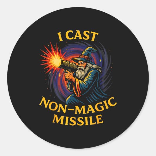I Cast Non-magic Missile Funny Wizard Parody Meme  ラウンドシール (正面)