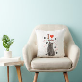 I ❤️ Cats – Cute Cat & Paw Print Design クッション (椅子)
