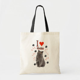 I ❤️ Cats – Cute Cat & Paw Print Design トートバッグ