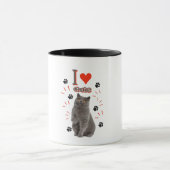 I ❤️ Cats – Cute Cat & Paw Print Design マグカップ (中央)