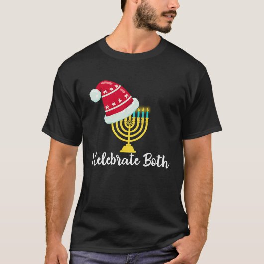 I Celebrate Both Christmas Hanukkah Chanukah Jewis Tシャツ (正面)