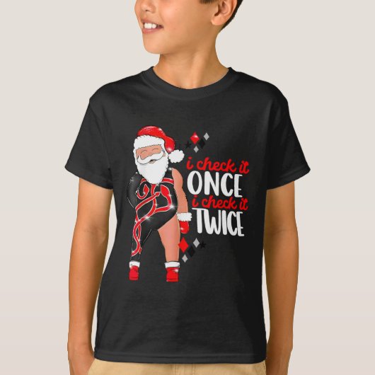 I Check It Once Then I Check It Twice Santa 1989 C Tシャツ (正面)