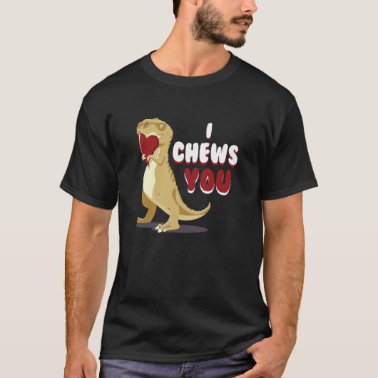 I Chews You Cupid Rex Dinosaur Dino Heart Valentin Tシャツ (正面)