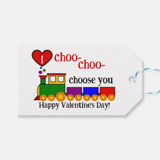 I choo-choo Choose You Valentine's Day Kid's cute ギフトタグ (正面(横))