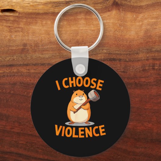 I Choose Violence Funny Hamster Graphic  キーホルダー (正面)