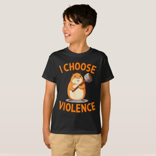 I Choose Violence Funny Hamster Graphic  Tシャツ (正面フル)