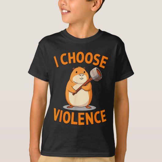 I Choose Violence Funny Hamster Graphic Tシャツ (正面)