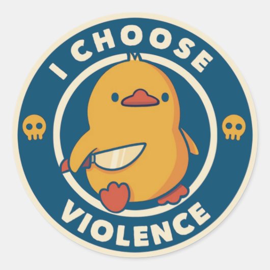 I Choose Violence Meme Duck Chick Chicken Gore ラウンドシール (正面)