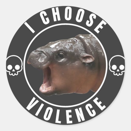 I Choose Violence: Moo Deng Edition ラウンドシール (正面)