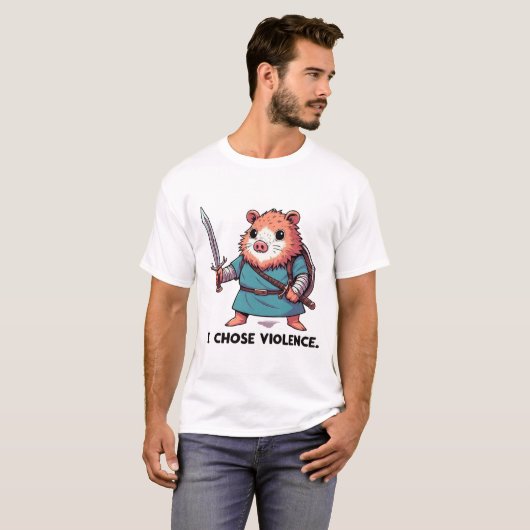 I Chose Violence Hamster Warrior Tシャツ (正面フル)