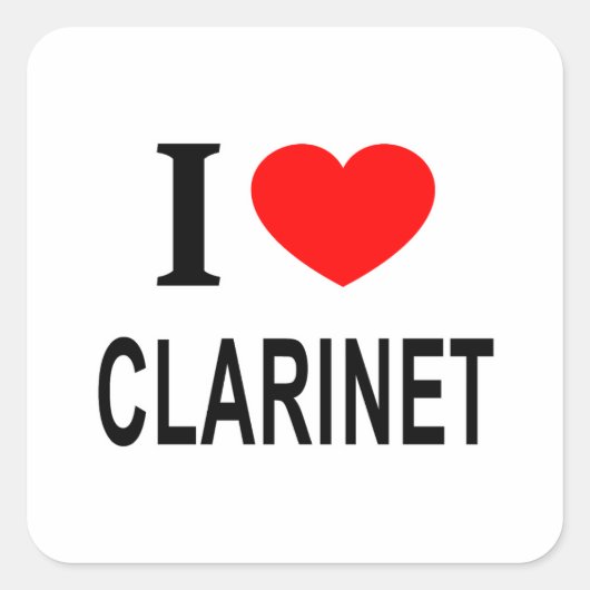 I CLARINET ❤️ I LOVE CLARINET IハートCLARINET スクエアシール (正面)