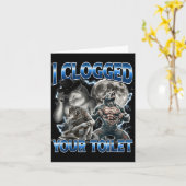 I Clogged Your Toilet Funny Alpha Wolf Meme Stud B カード (黄色い花)