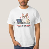 I Code, My Frenchie Steals Hearts Web Developer Tシャツ (正面)