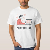 I Code With Love Web Developer Valentine Quote Tシャツ (正面)