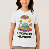 I Come in Hunger – Funny Alien Foodie Design トライブレンドTシャツ (正面)