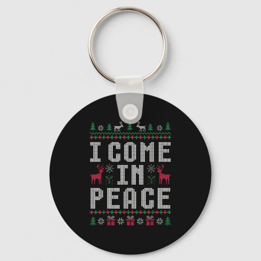 I Come In Peace Christmas Xmas Reindeer Holiday Co キーホルダー (正面)