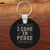 I Come In Peace Christmas Xmas Reindeer Holiday Co キーホルダー (正面)