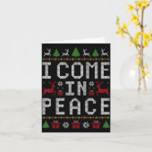 I Come In Peace Couple Matching Ugly Christmas Swe カード (黄色い花)