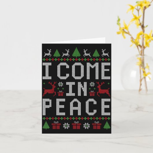 I Come In Peace Couple Matching Ugly Christmas Swe カード (黄色い花)