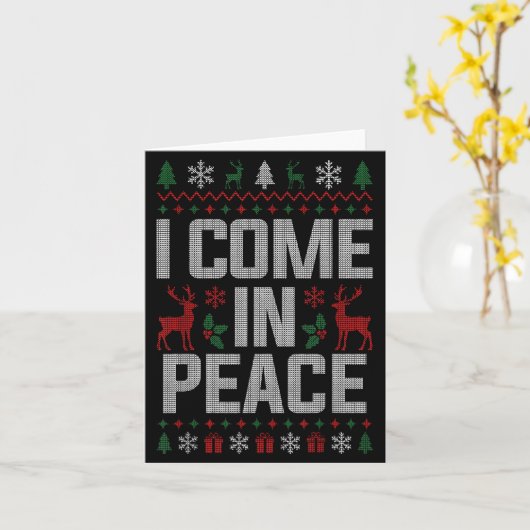 I Come In Peace Couple Matching Ugly Christmas Swe カード (黄色い花)