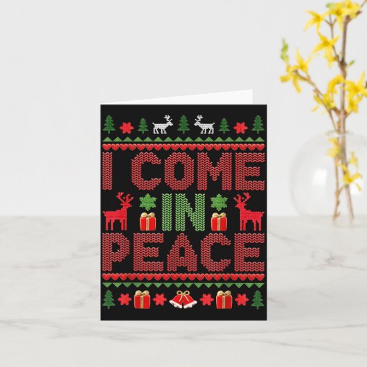 I Come In Peace Couple Matching Ugly Christmas Swe カード (黄色い花)