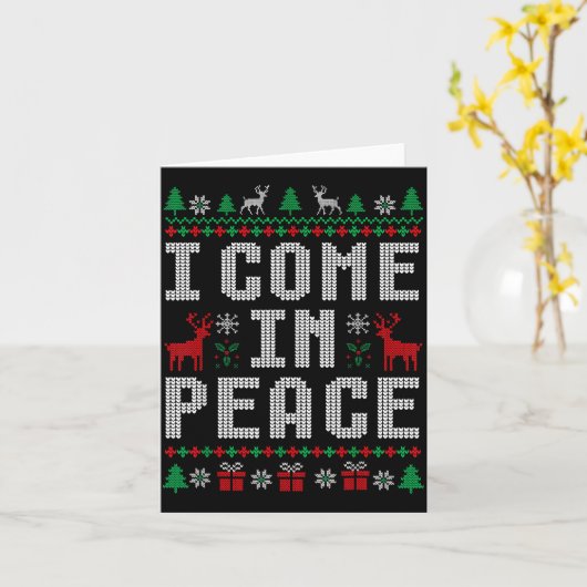 I Come In Peace Couple Matching Ugly Christmas Swe カード (黄色い花)