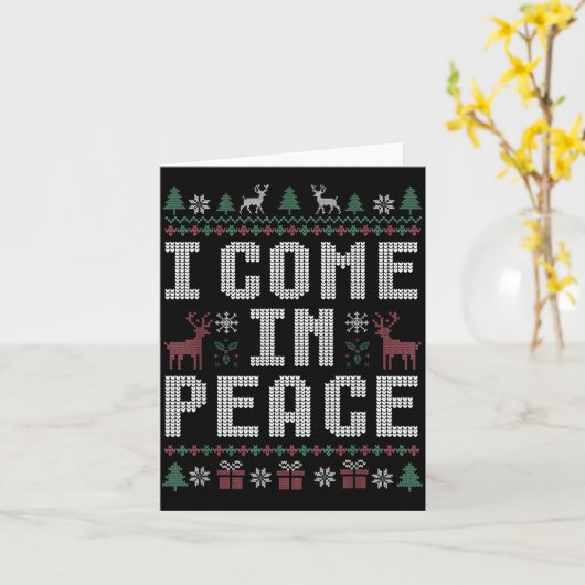I Come In Peace Couple Matching Ugly Christmas Swe カード (黄色い花)