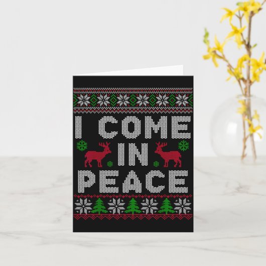I Come In Peace Couple Matching Ugly Christmas Swe カード (黄色い花)