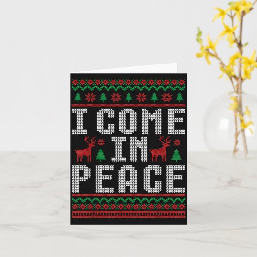 I Come In Peace Couple Matching Ugly Christmas Swe カード (黄色い花)