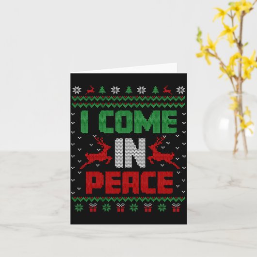 I Come In Peace Couple Matching Ugly Christmas Swe カード (黄色い花)