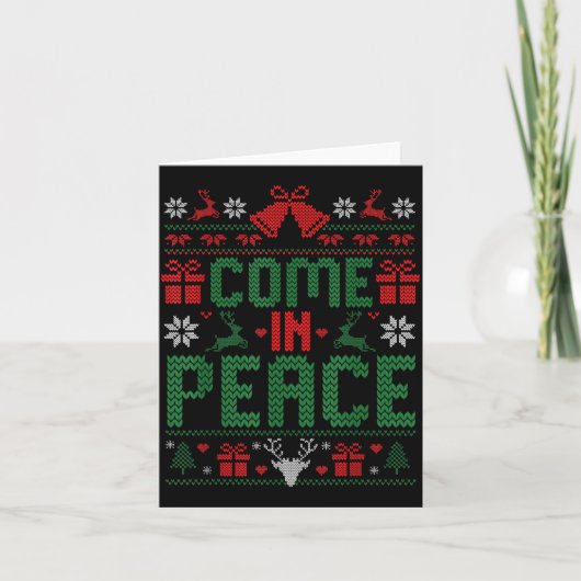 I Come In Peace Couple Matching Ugly Christmas Swe カード (正面)