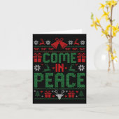 I Come In Peace Couple Matching Ugly Christmas Swe カード (黄色い花)
