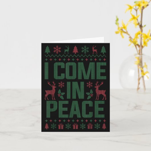 I Come In Peace Couple Matching Ugly Christmas Swe カード (黄色い花)