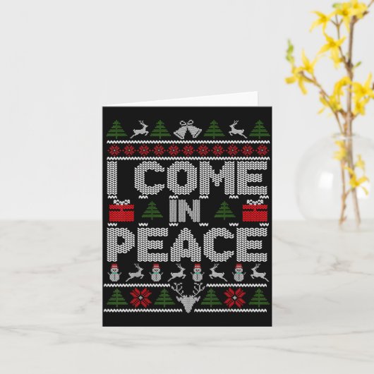 I Come In Peace Couple Matching Ugly Christmas Swe カード (黄色い花)
