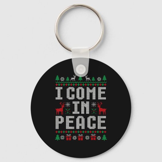 I Come In Peace Couple Matching Ugly Christmas Swe キーホルダー (正面)