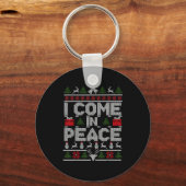 I Come In Peace Couple Matching Ugly Christmas Swe キーホルダー (正面)