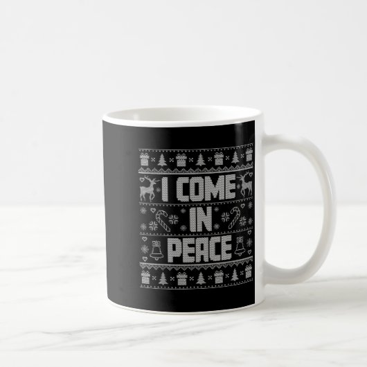 I Come In Peace Couple Matching Ugly Christmas Swe コーヒーマグカップ (右)