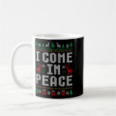 I Come In Peace Couple Matching Ugly Christmas Swe コーヒーマグカップ (左)