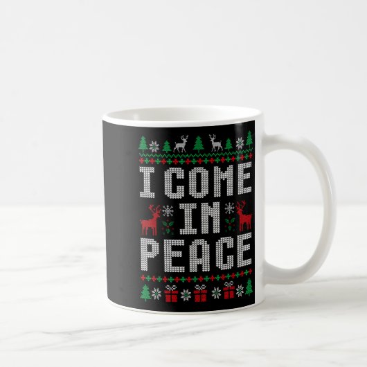 I Come In Peace Couple Matching Ugly Christmas Swe コーヒーマグカップ (右)