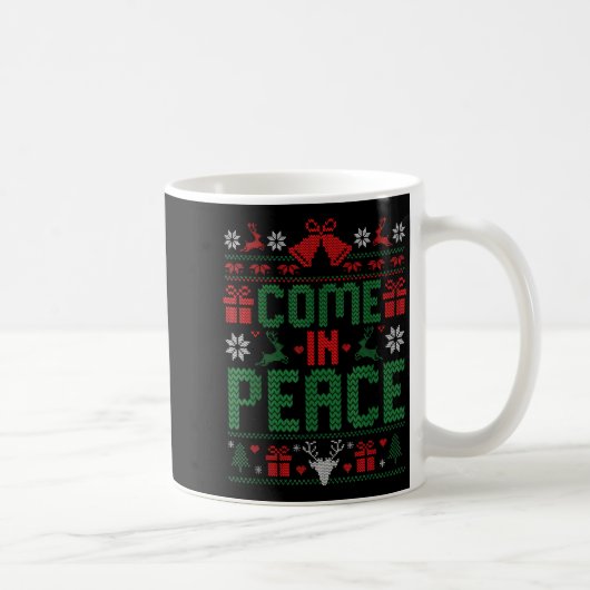 I Come In Peace Couple Matching Ugly Christmas Swe コーヒーマグカップ (右)