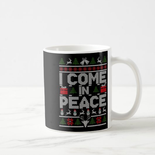 I Come In Peace Couple Matching Ugly Christmas Swe コーヒーマグカップ (右)