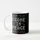 I Come In Peace Couple Matching Ugly Christmas Swe コーヒーマグカップ (左)