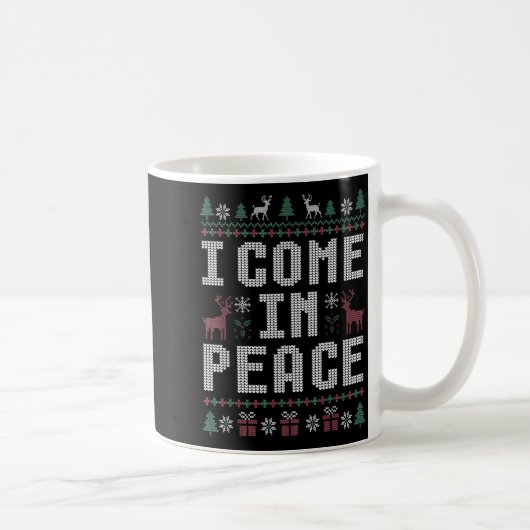 I Come In Peace Couple Matching Ugly Christmas Swe コーヒーマグカップ (右)