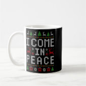 I Come In Peace Couple Matching Ugly Christmas Swe コーヒーマグカップ (左)