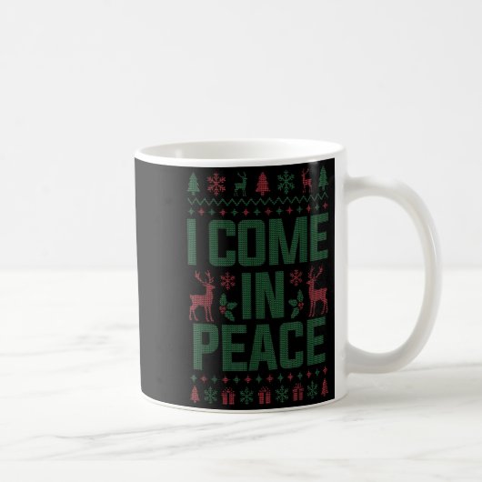 I Come In Peace Couple Matching Ugly Christmas Swe コーヒーマグカップ (右)