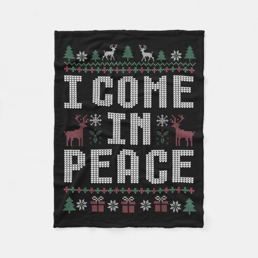 I Come In Peace Couple Matching Ugly Christmas Swe フリースブランケット (正面)