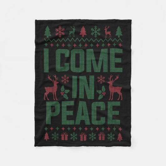 I Come In Peace Couple Matching Ugly Christmas Swe フリースブランケット (正面)